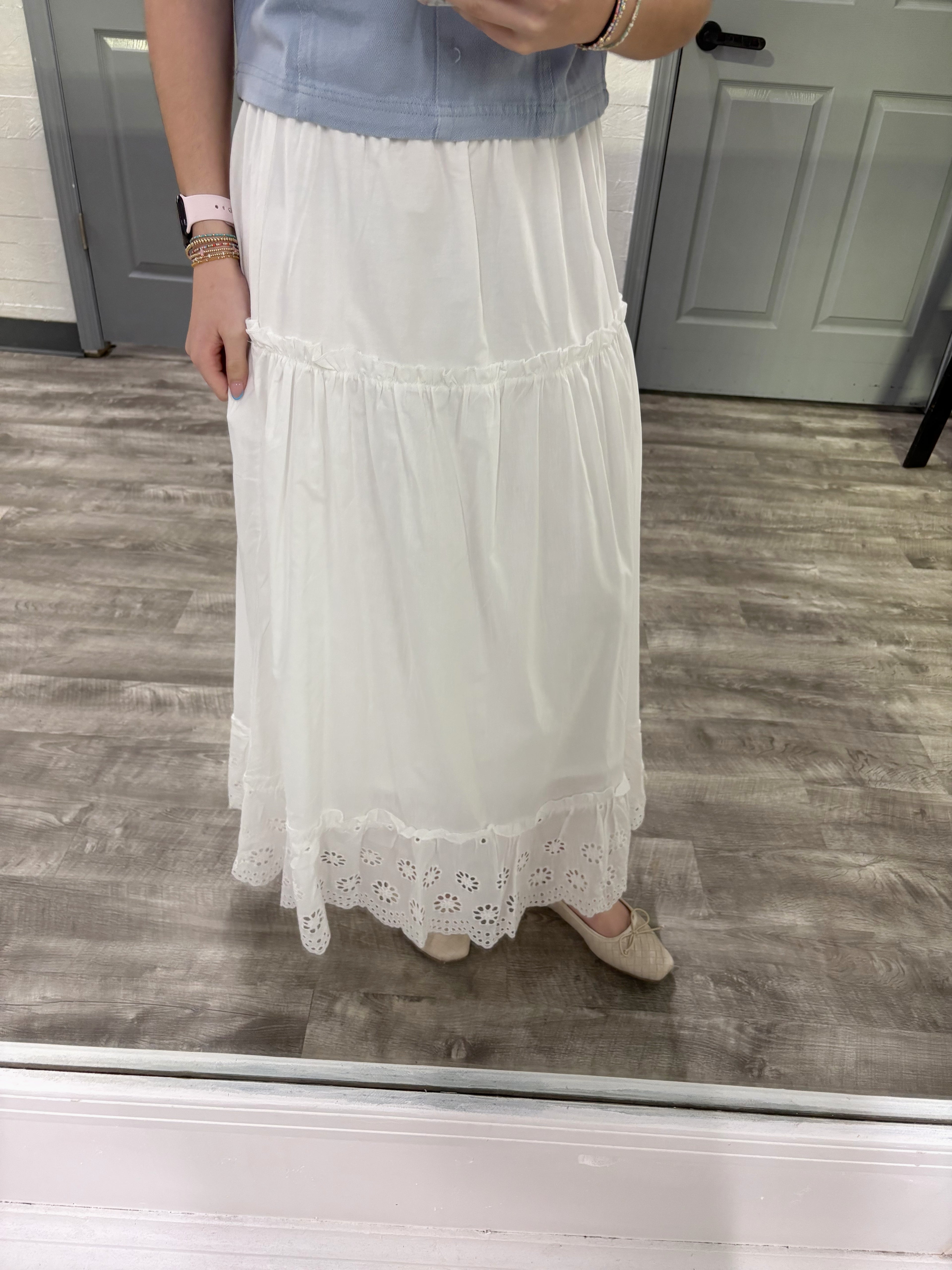 Eyelet Detail Maxi Skirt