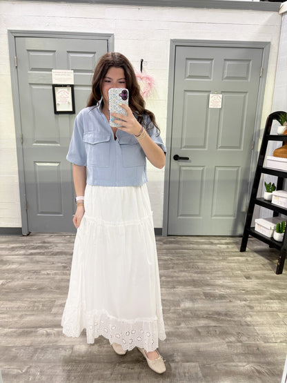 Eyelet Detail Maxi Skirt