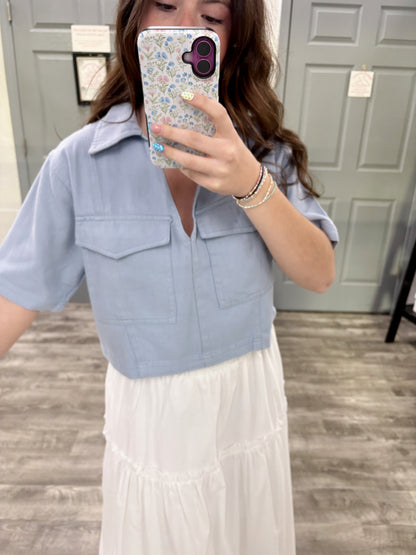 Collared V-Neck Top