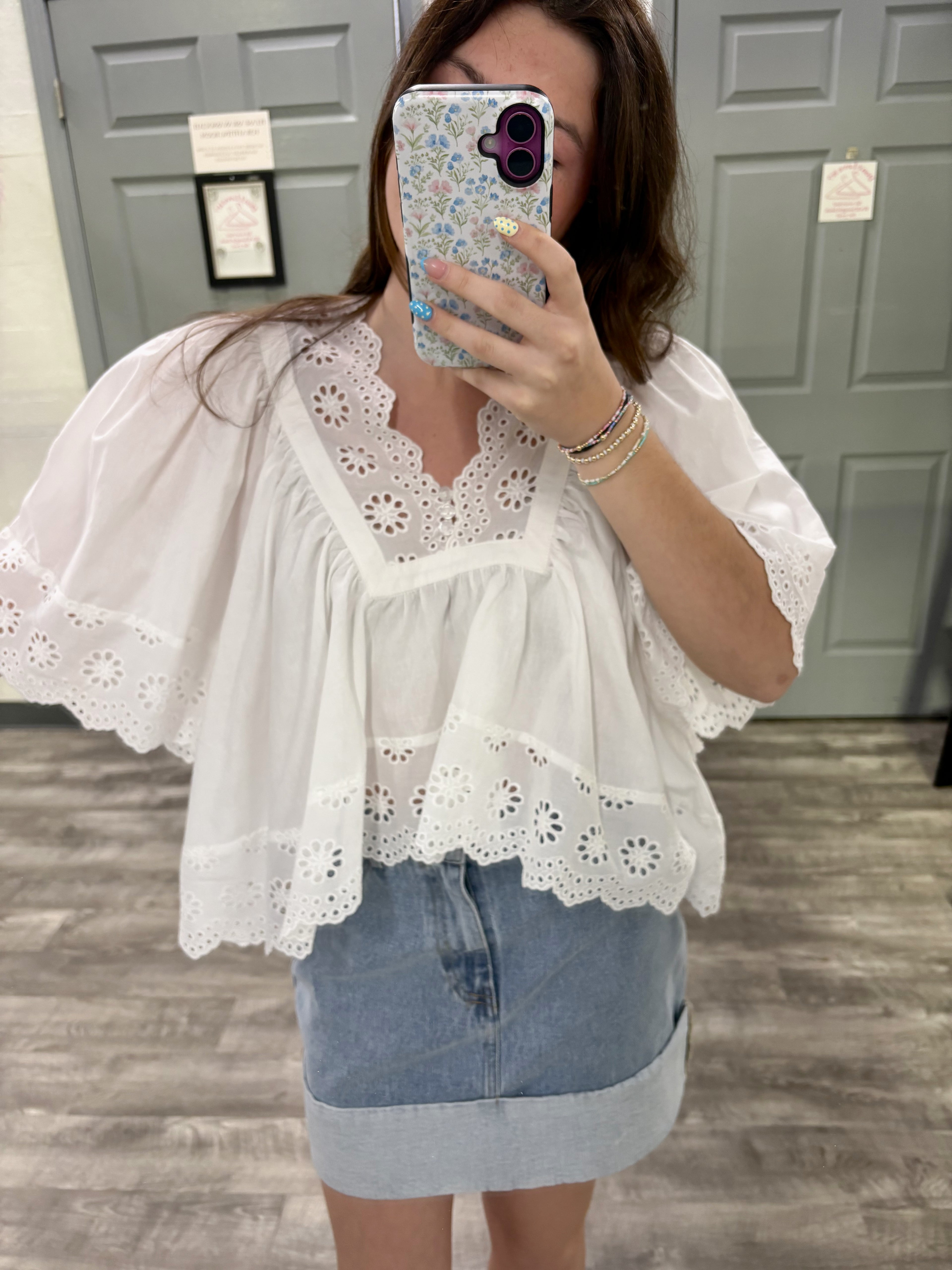 Eyelet Detail Blouse