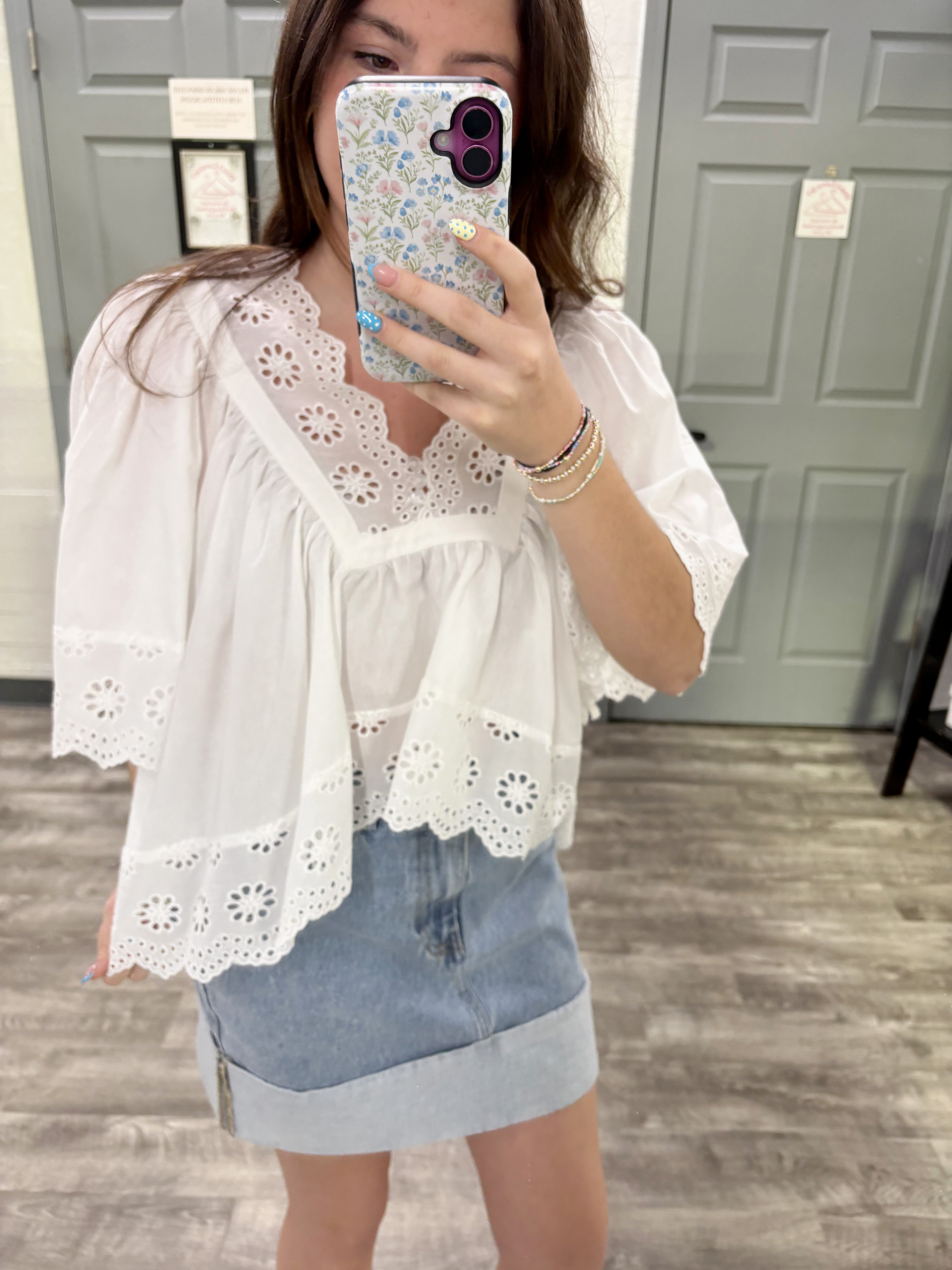 Eyelet Detail Blouse