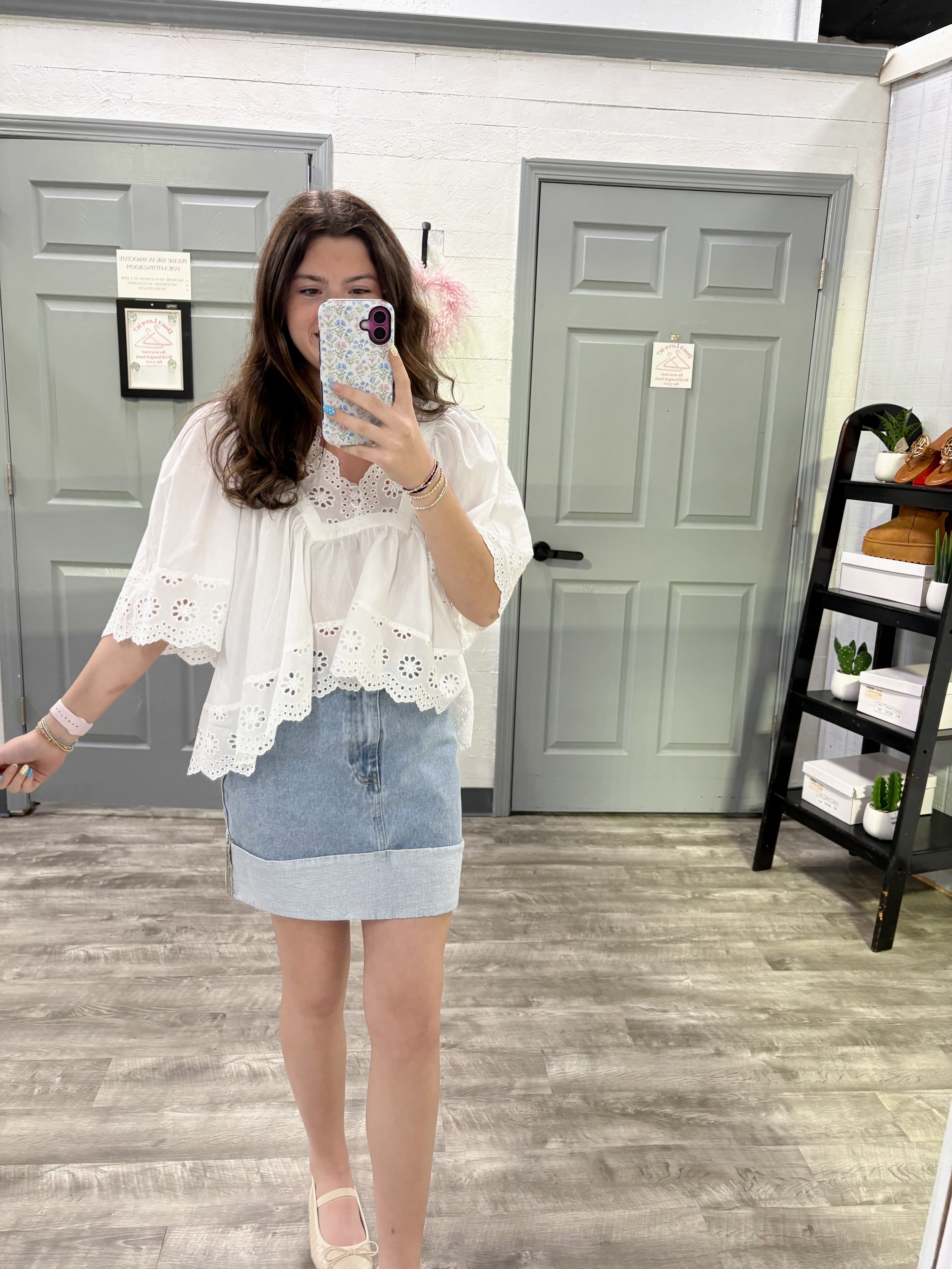 Eyelet Detail Blouse