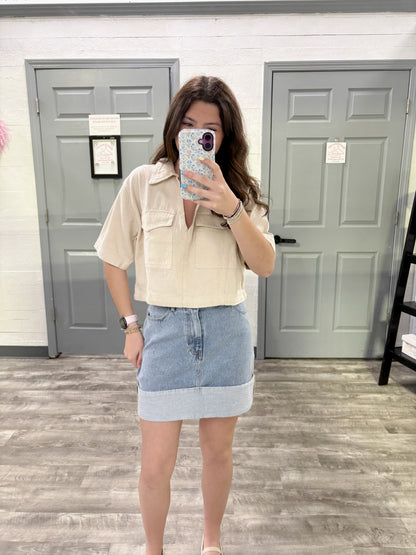 Collared V-Neck Top
