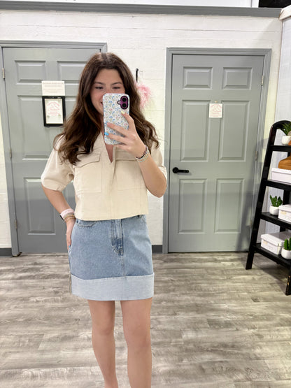Collared V-Neck Top