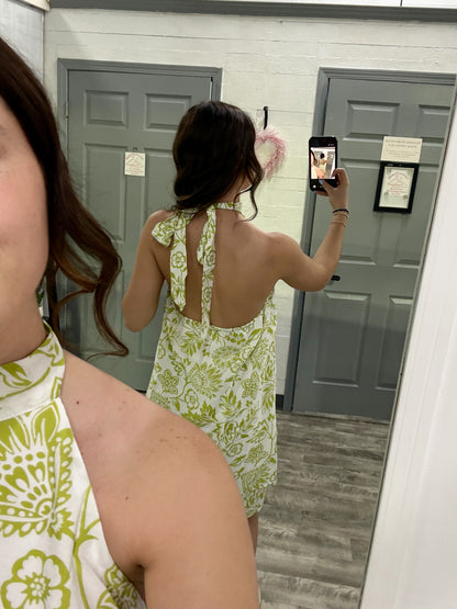 Floral Halter Neck Mini Dress