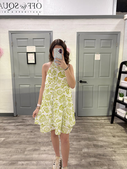 Floral Halter Neck Mini Dress