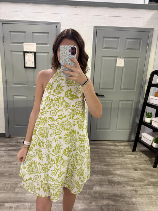 Floral Halter Neck Mini Dress
