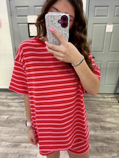 Red/Pink Double Striped Top