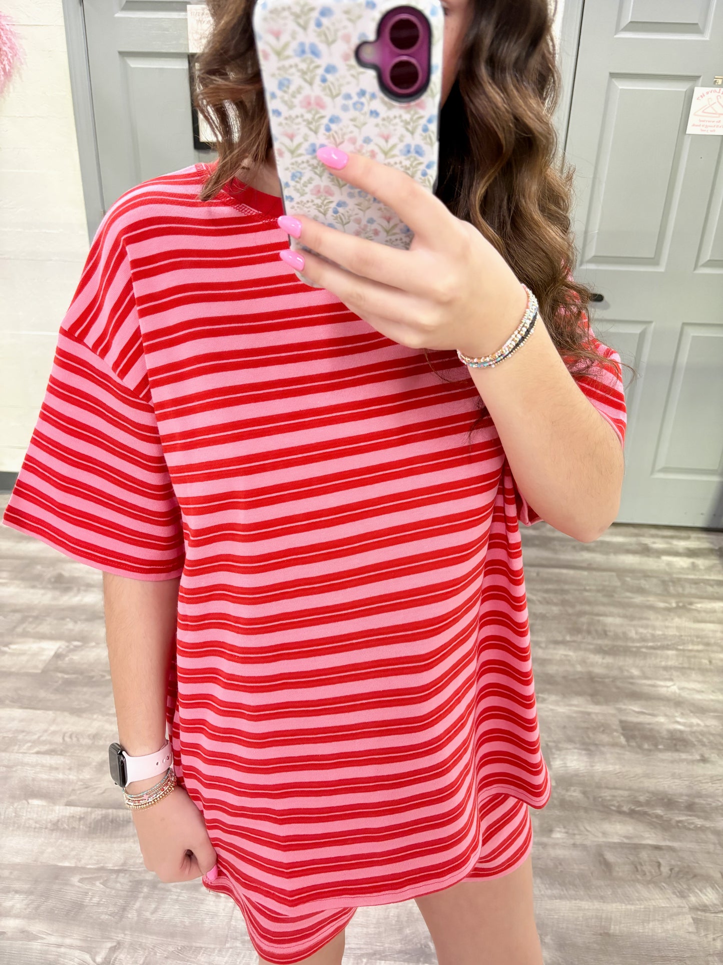 Red/Pink Double Striped Top