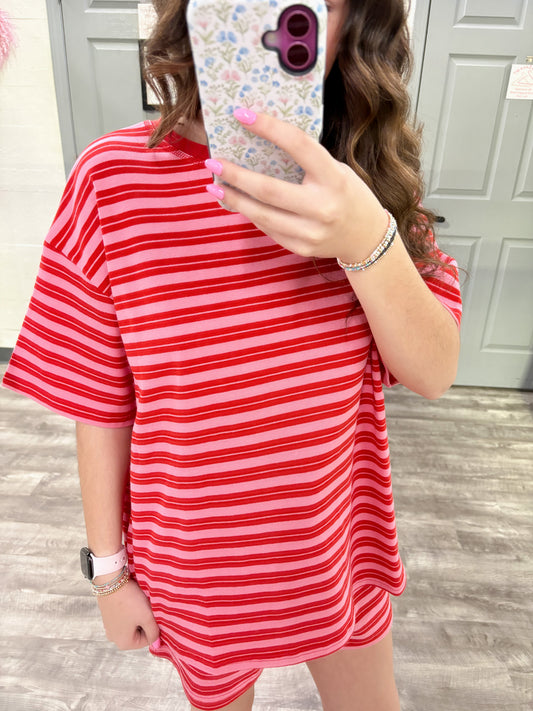 Red/Pink Double Striped Top