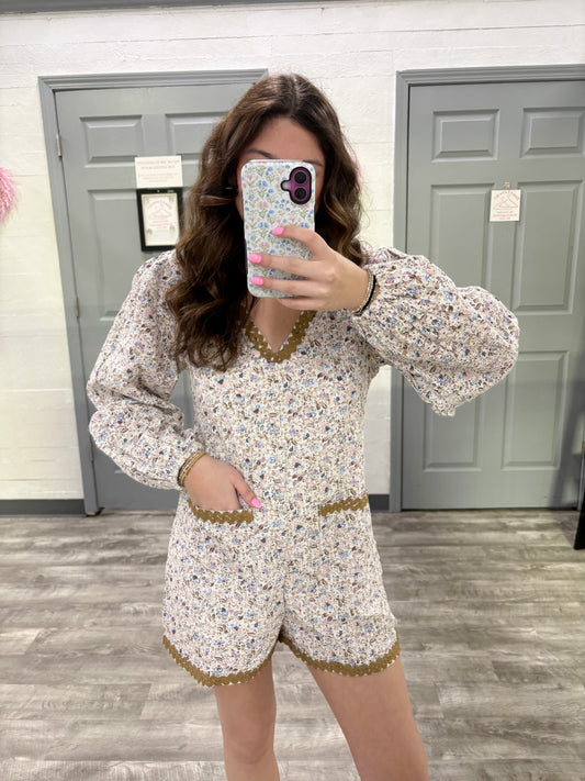 Ivory Floral Romper