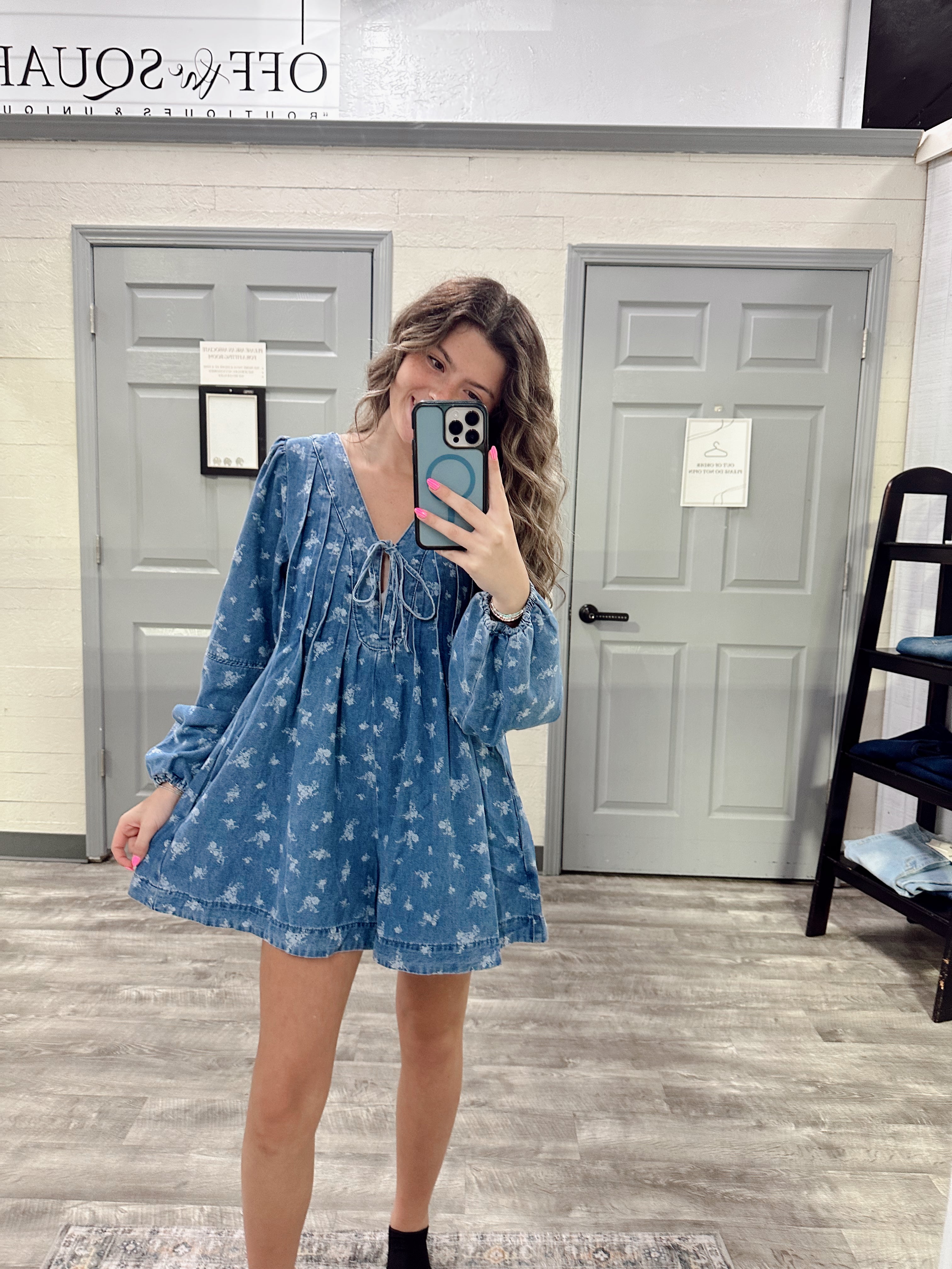 Floral Denim Romper