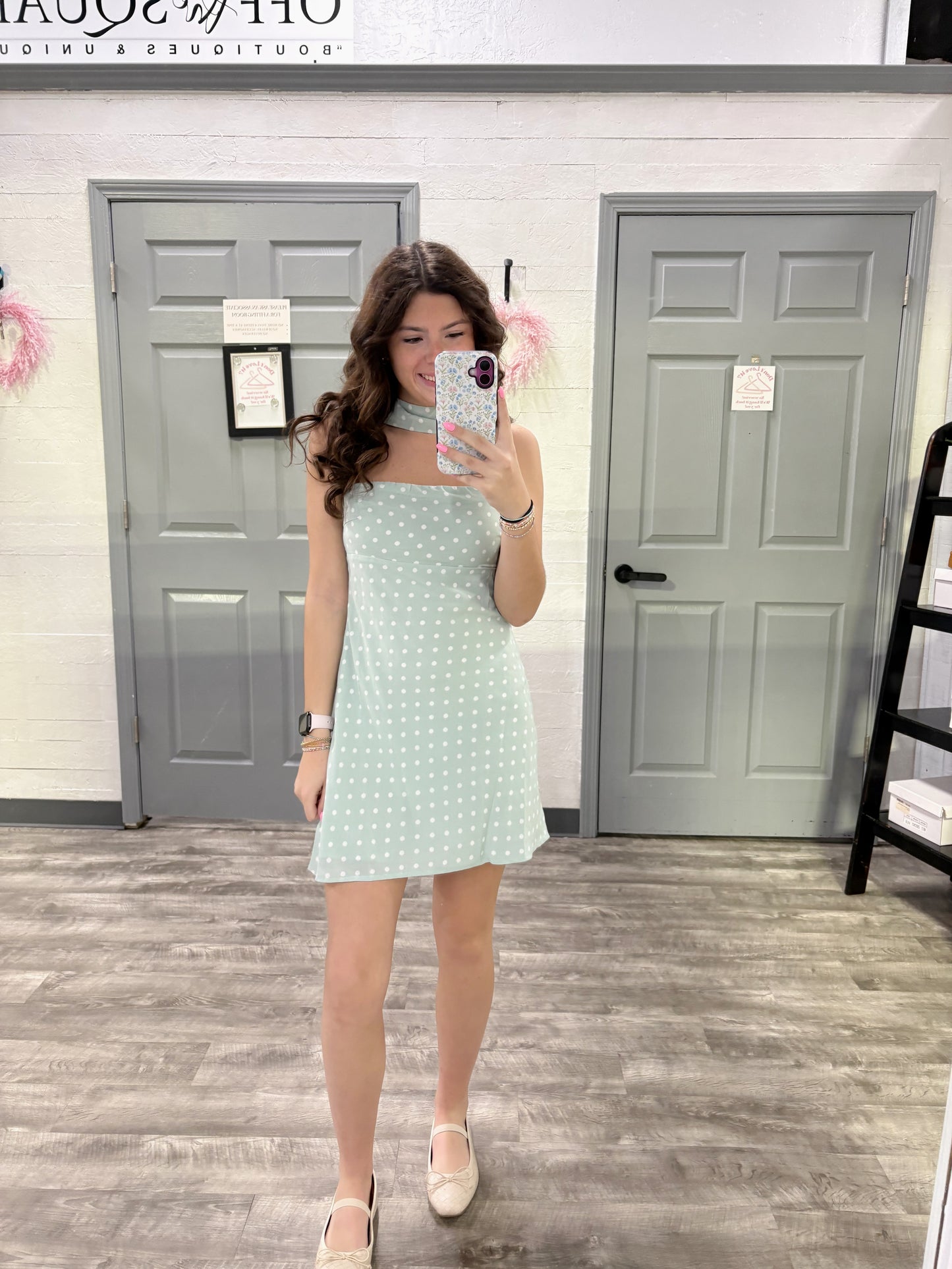 Polka Dot Mini Dress w Scarf