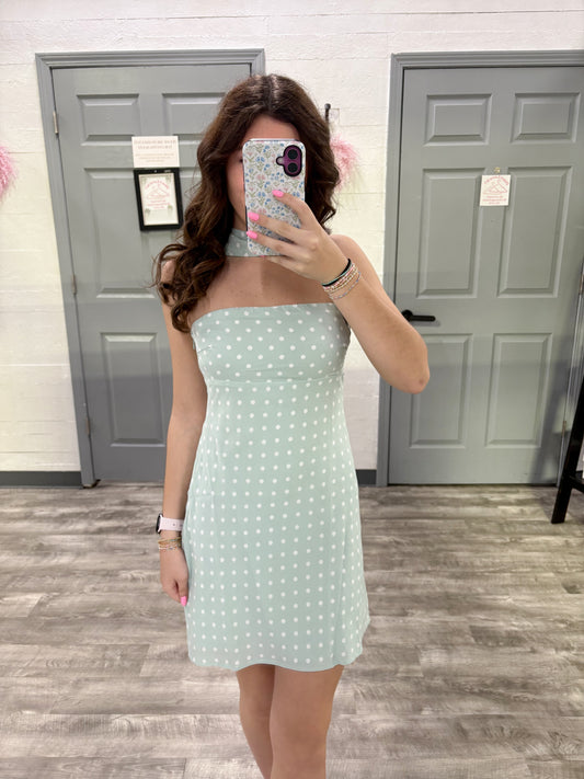 Polka Dot Mini Dress w Scarf