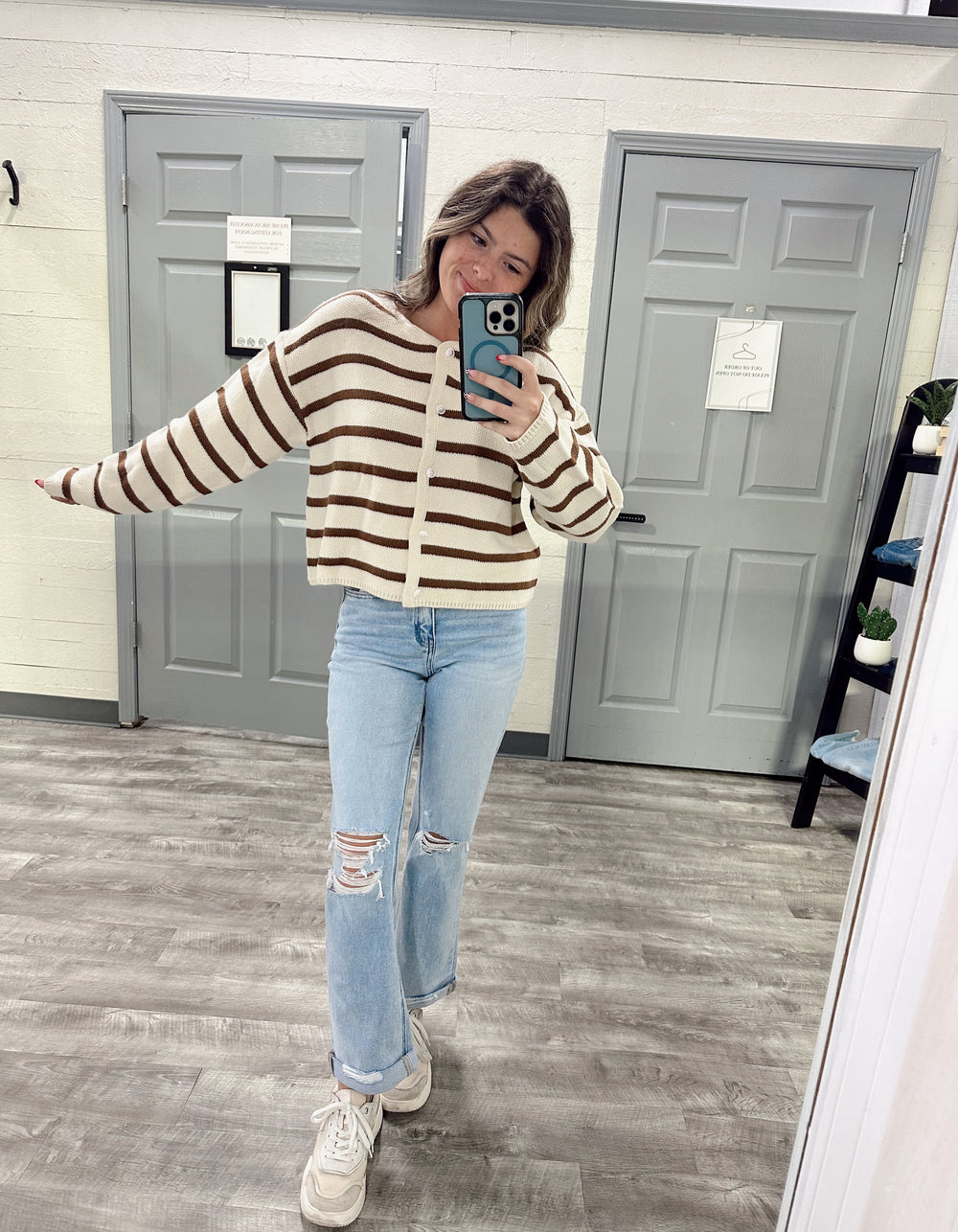 Striped Button Up Cardigan