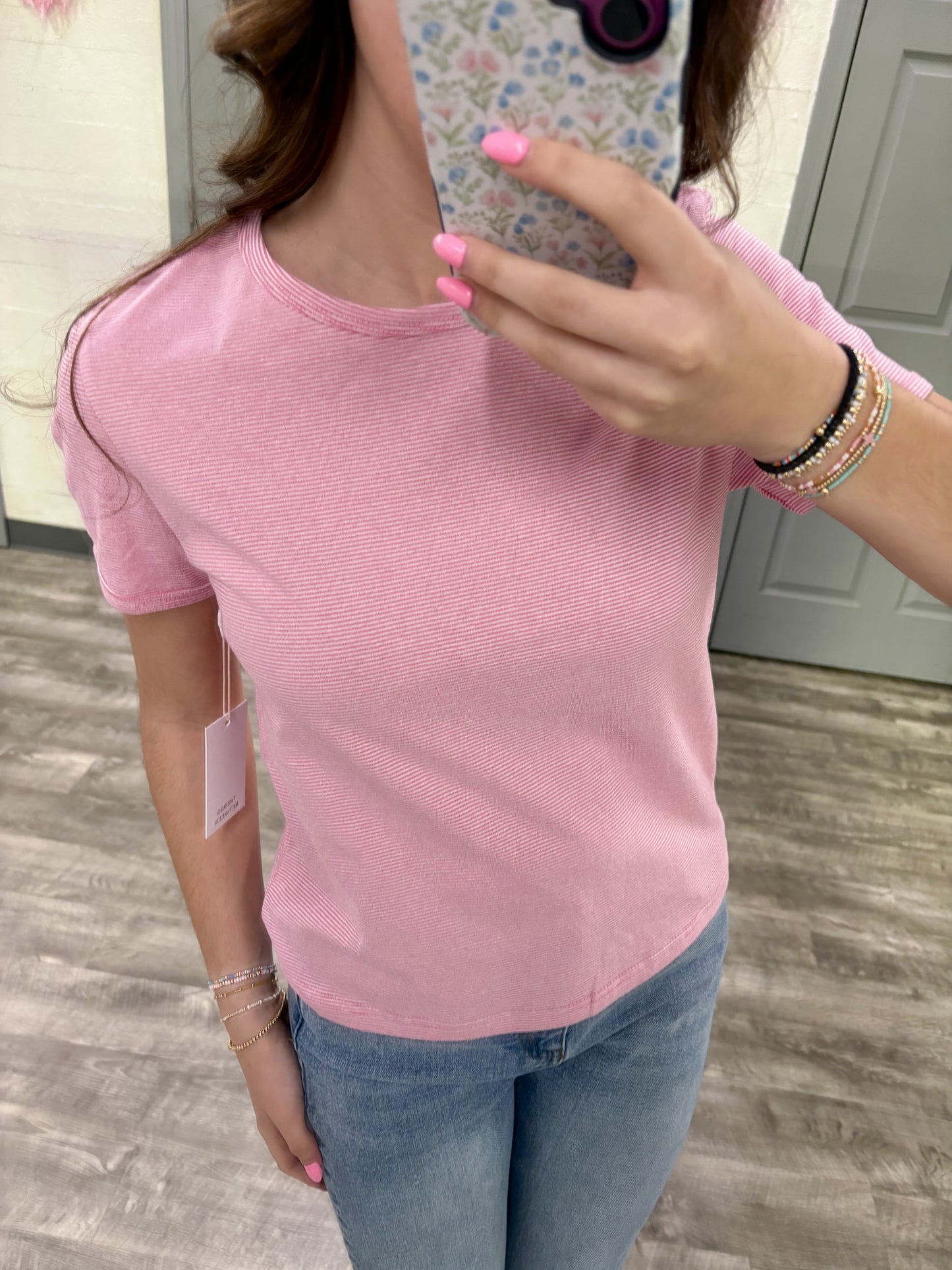 Pink Stripe Baby Tee