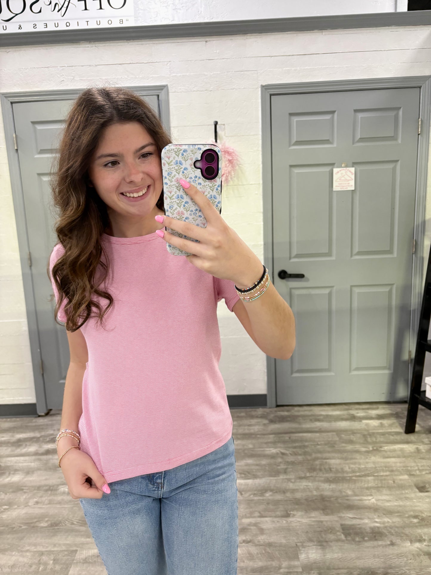 Pink Stripe Baby Tee