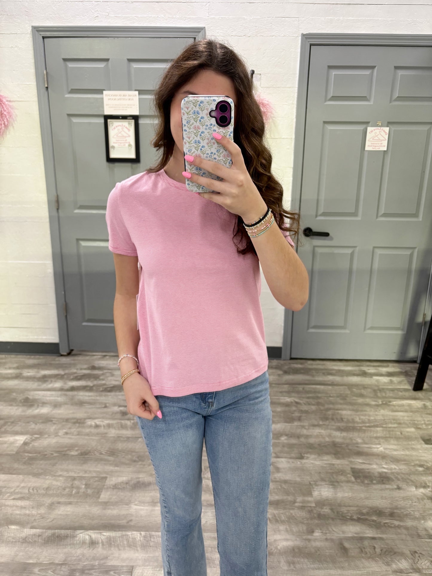 Pink Stripe Baby Tee