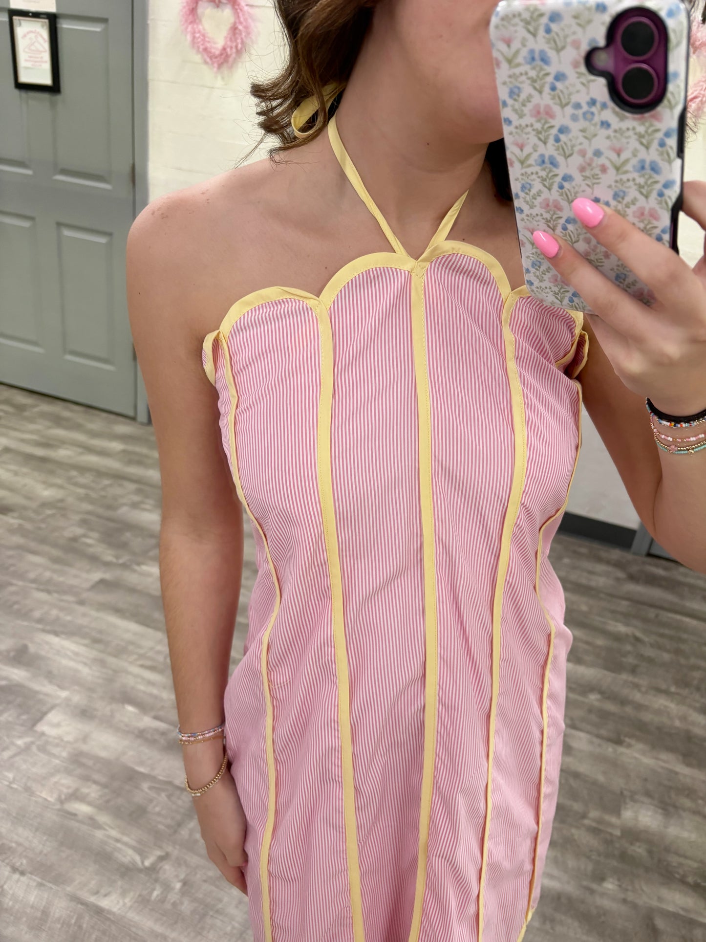 Contrast Piping Halter Mini
