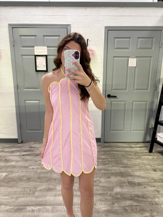 Contrast Piping Halter Mini