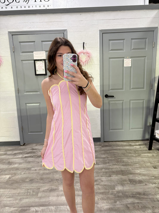 Contrast Piping Halter Mini