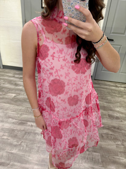 Floral Sheer Halter Mini