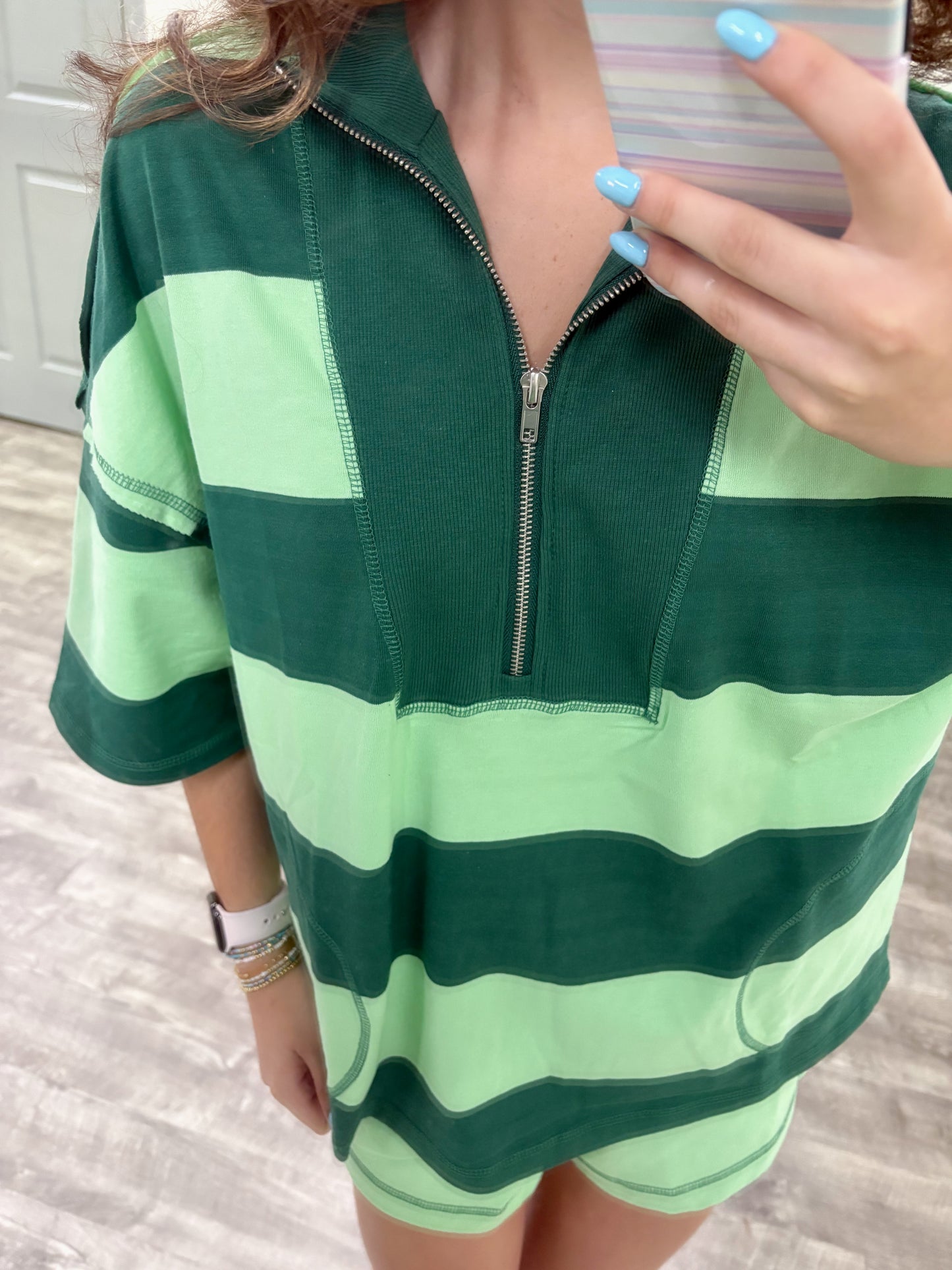 Green/Mint Colorblock Top