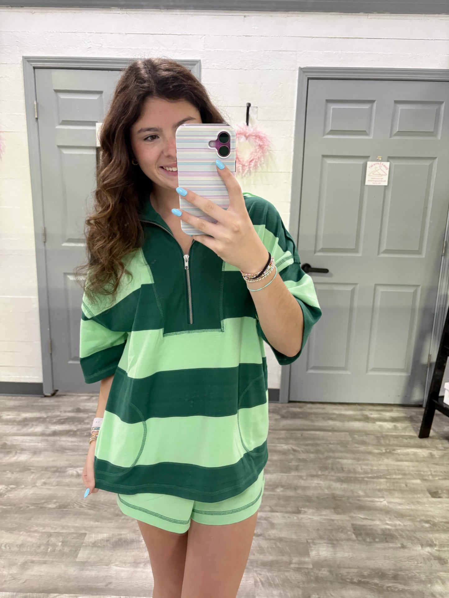 Green/Mint Colorblock Top