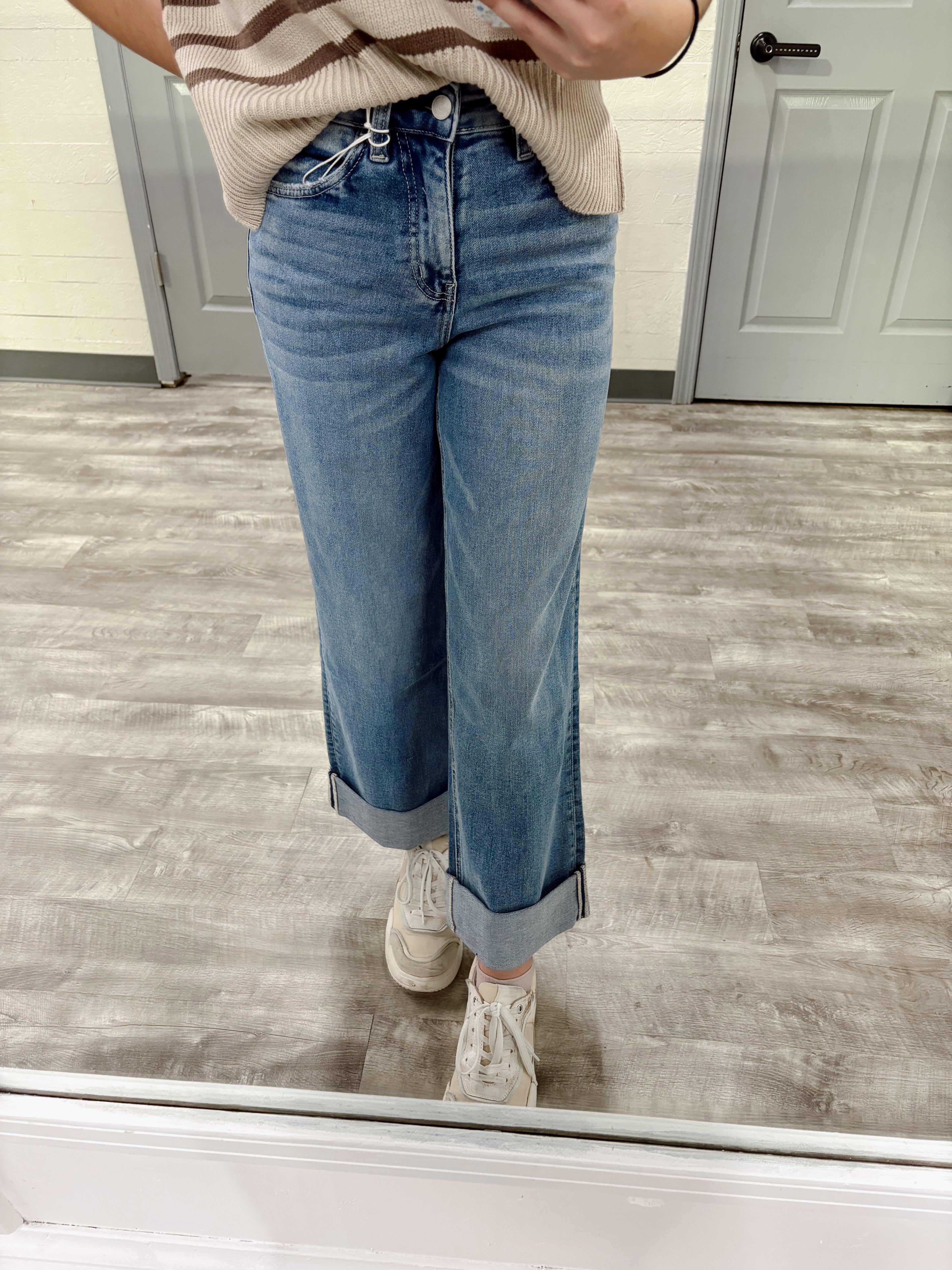 Cuffed Wide Leg Jeans