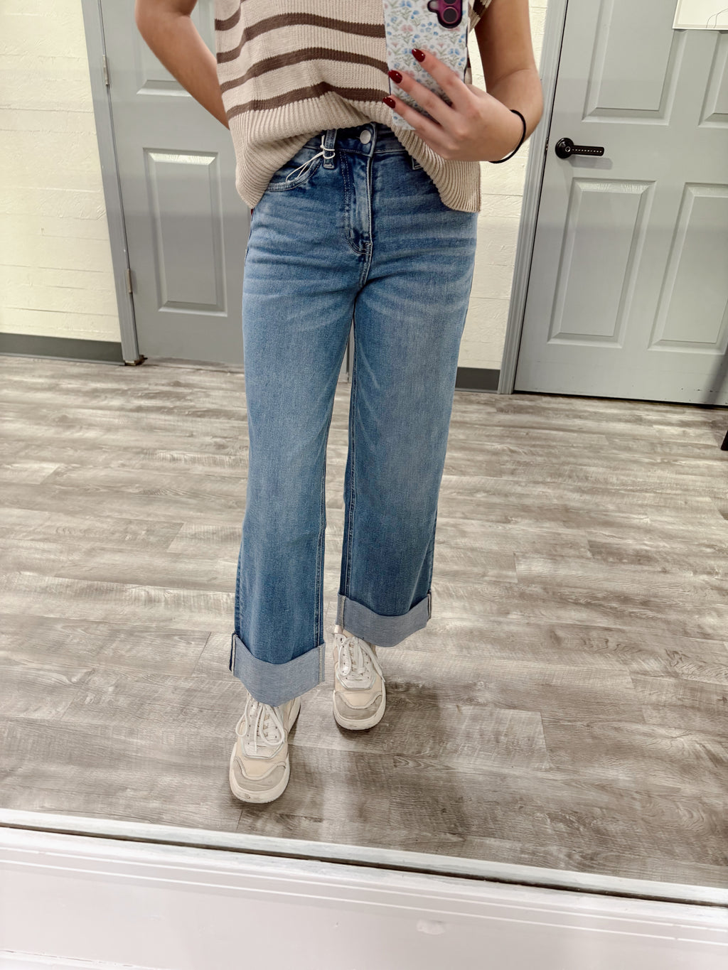 Cuffed Wide Leg Jeans