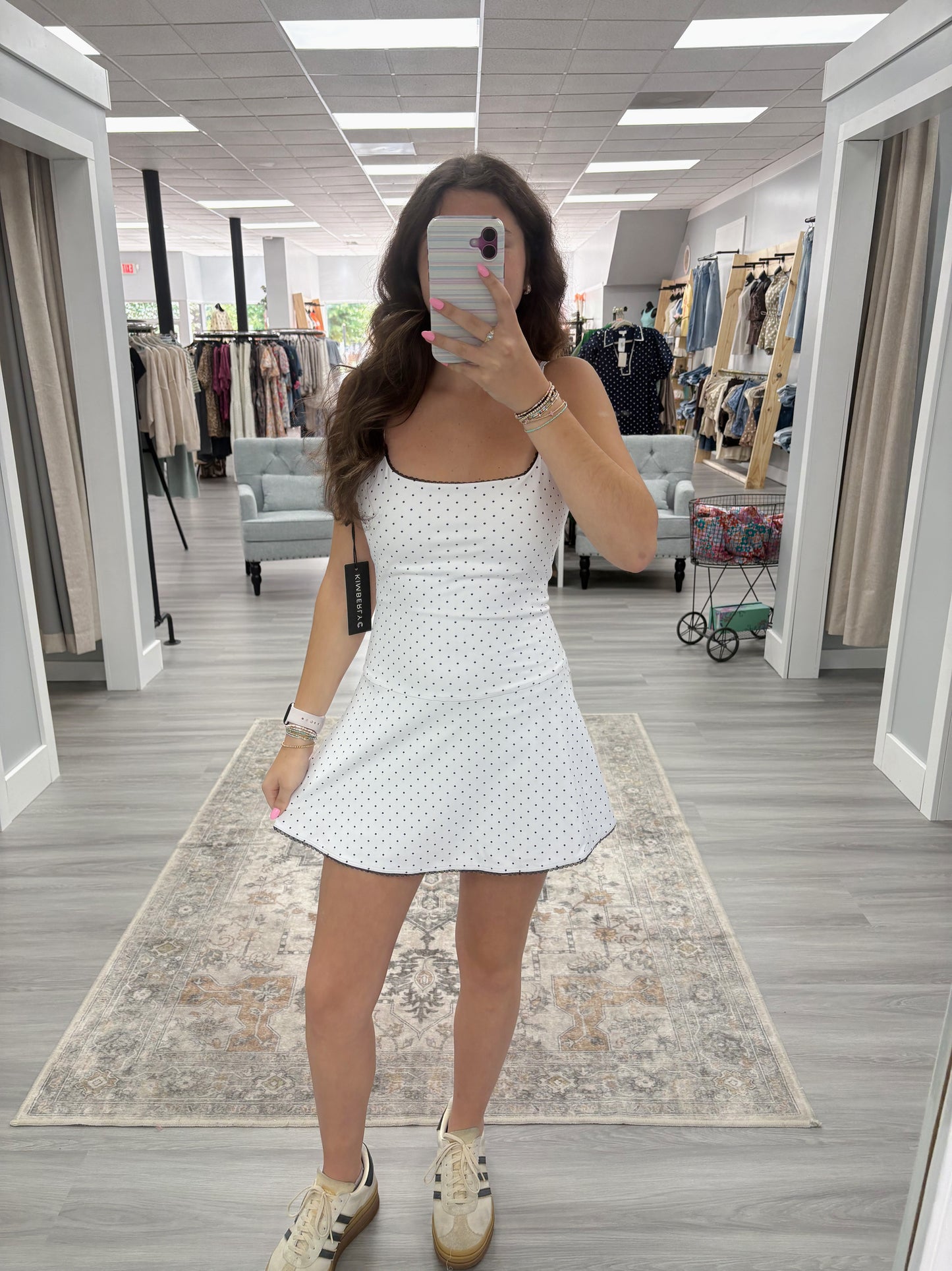 Polka Dot Lace Trim Athletic Dress