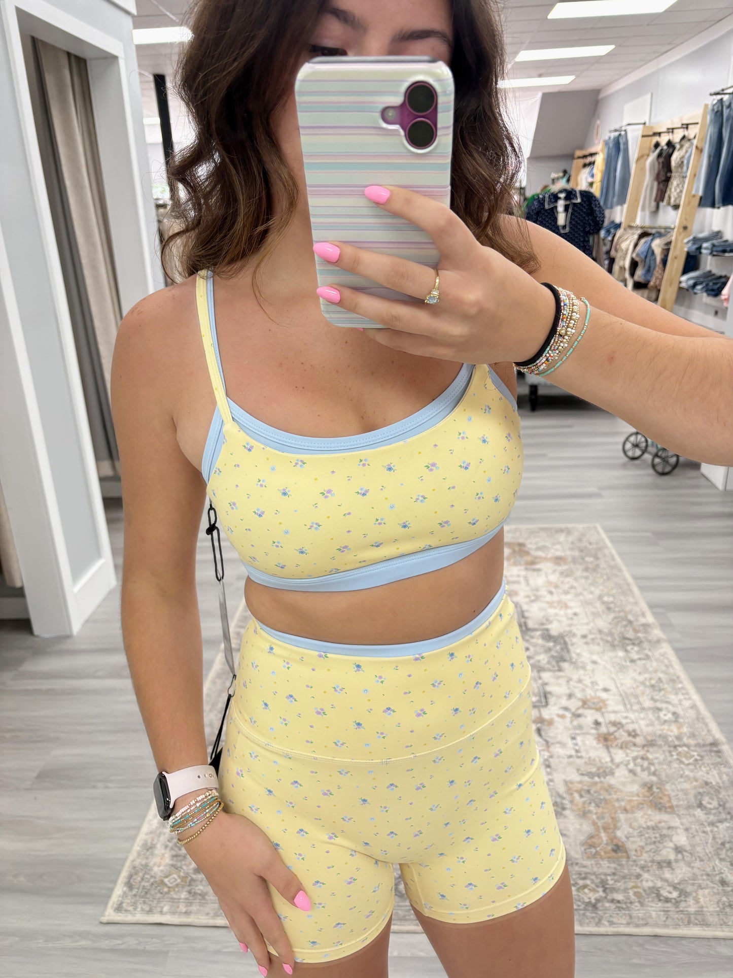 Ditsy Print Sports Bra