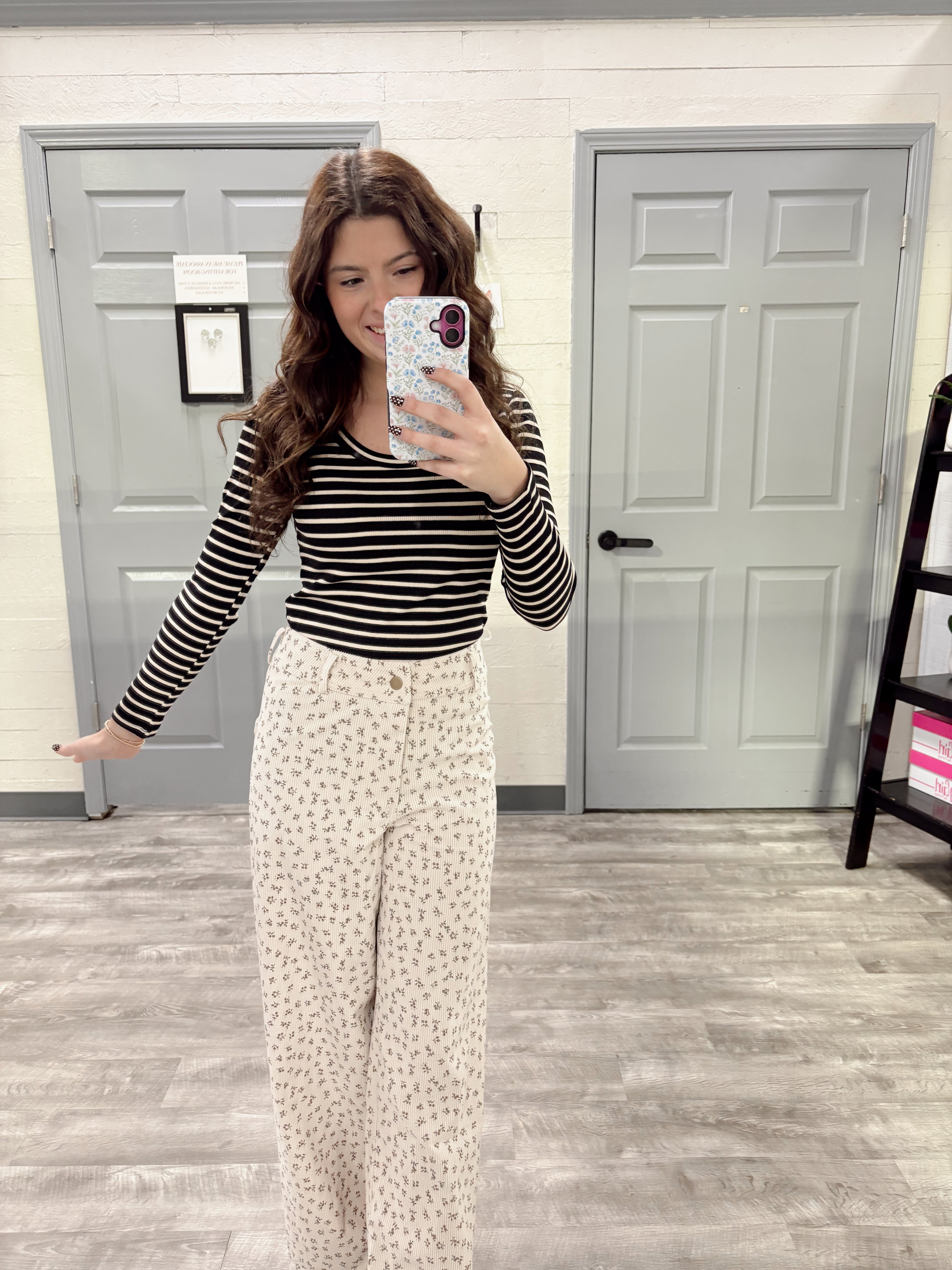 Floral Detailed Corduroy Pant