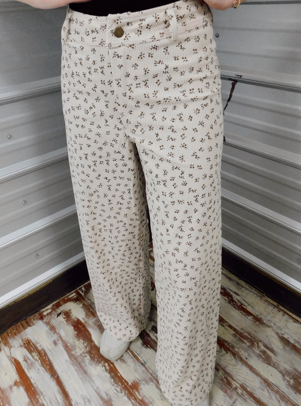 Floral Detailed Corduroy Pant