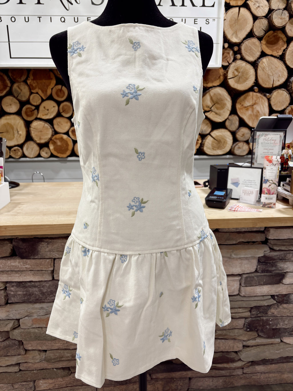 Floral Embroidered Sleeveless Dress